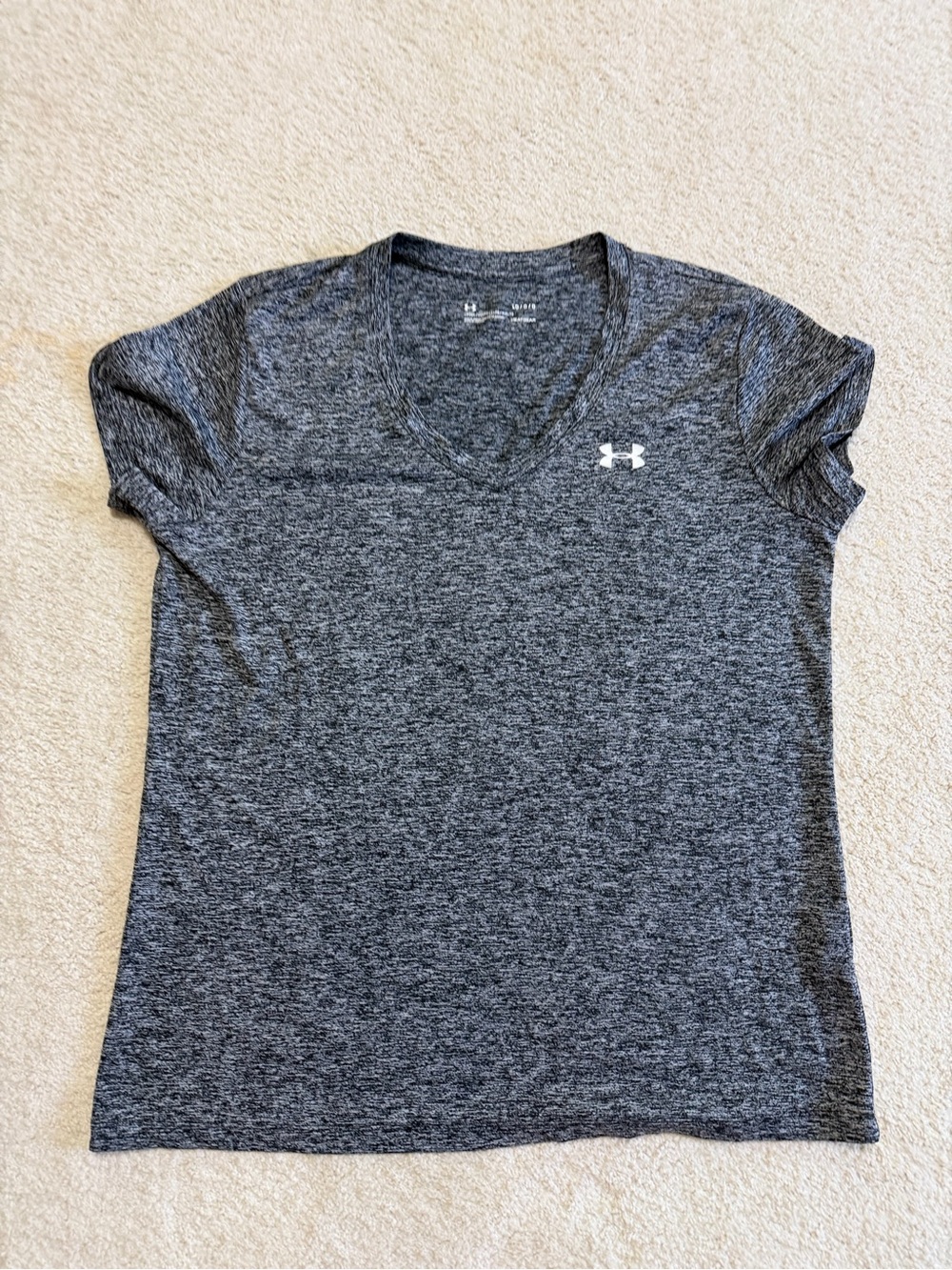 Under Armour Women's Dark Gray Heather V-Neck Performance Tee